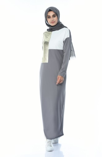 Grau Hijab Kleider 4055-02