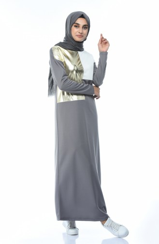 Gray Hijab Dress 4055-02