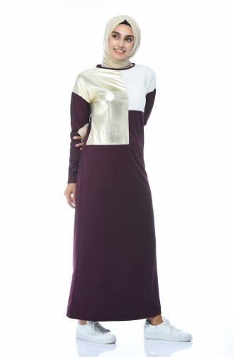 Plum Hijab Dress 4055-03