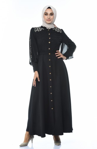 Black Hijab Dress 9437-01