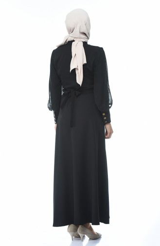 Schwarz Hijab Kleider 9437-01