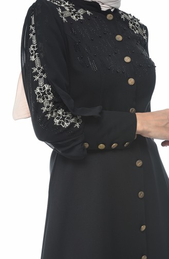 Schwarz Hijab Kleider 9437-01