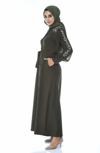 Khaki Hijab Dress 9437-02