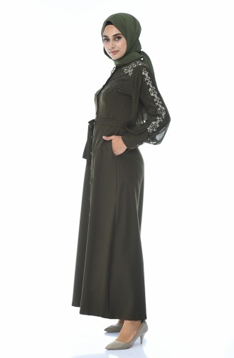 Khaki Hijab Kleider 9437-02