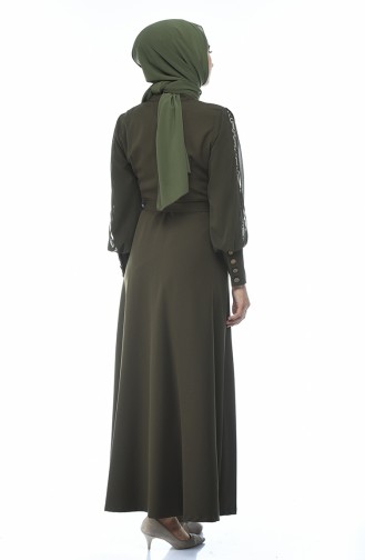 Khaki Hijab Kleider 9437-02