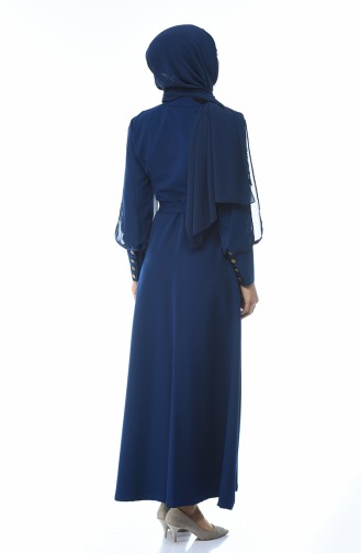 Navy Blue Hijab Dress 9437-03