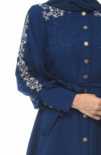 Navy Blue Hijab Dress 9437-03