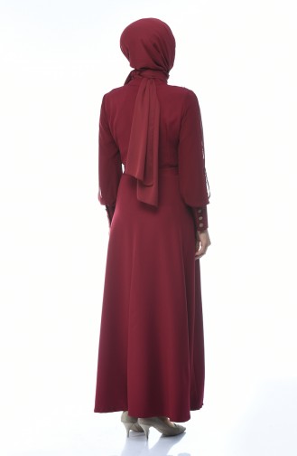 Claret Red Hijab Dress 9437-04