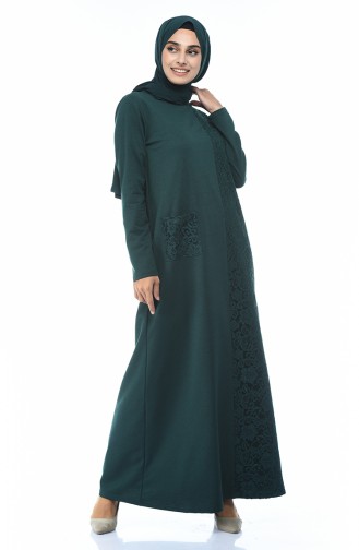 Smaragdgrün Hijab Kleider 3100-03