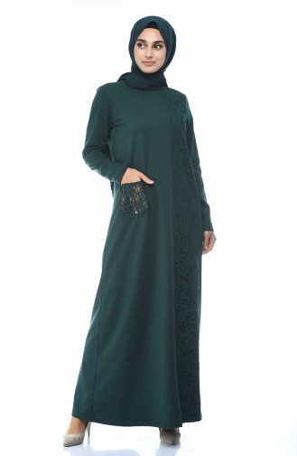 Smaragdgrün Hijab Kleider 3100-03