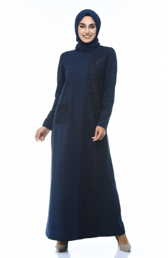 Dunkelblau Hijab Kleider 3100-04