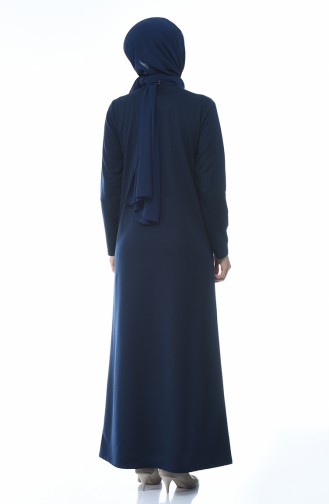 Navy Blue Hijab Dress 3100-04