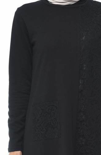 Schwarz Hijab Kleider 3100-05