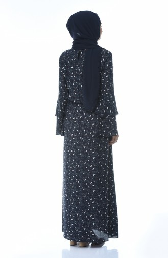 Beli Lastikli Elbise 60044-01 Lacivert