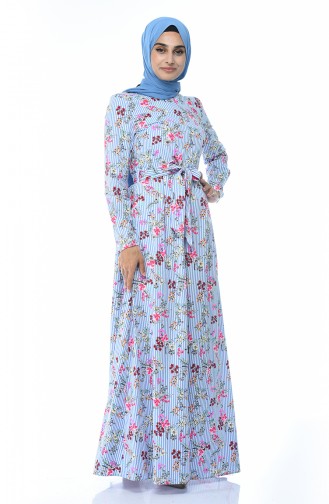 Blue Hijab Dress 60046-01