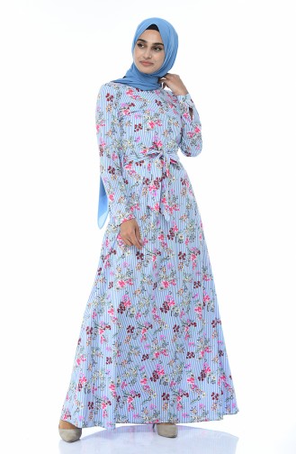 Blue Hijab Dress 60046-01