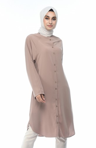 Düğmeli Uzun Tunik 5130-03 Camel