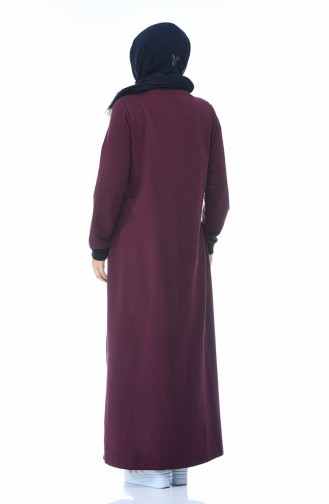 Abaya Sport a Fermeture Grande Taille 10011-03 Plum 10011-03