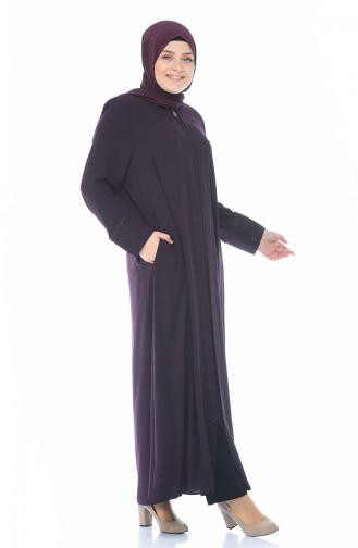 Abaya Grande Taille 8376-02 Pourpre 8376-02