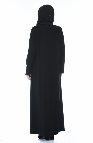 Grosse Grösse Stein-bedrucktes Abaya 8376-03 Schwarz 8376-03