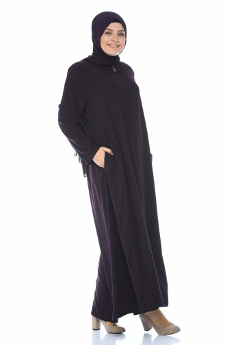 Grosse Grösse Stein-bedrucktes Abaya 8378-02 Lila 8378-02