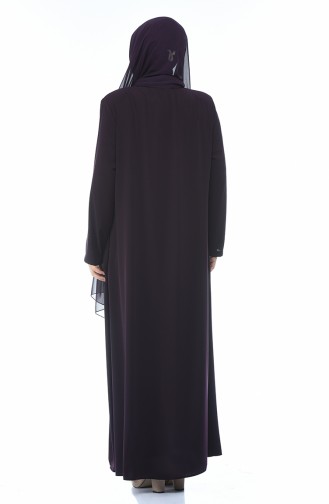 Grosse Grösse Stein-bedrucktes Abaya 8378-02 Lila 8378-02