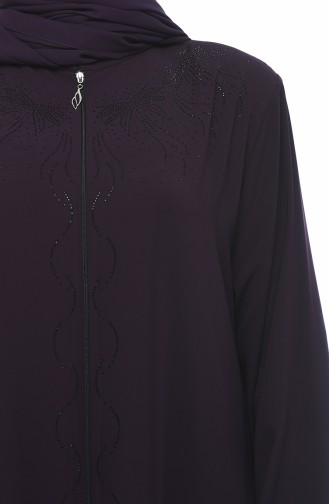 Grosse Grösse Stein-bedrucktes Abaya 8378-02 Lila 8378-02