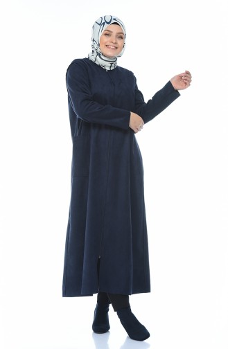 Grosse Grösse Hijab-Mantel mit Reissverschluss 0273-01 Dunkelblau 0273-01