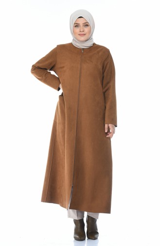 Grosse Grösse Hijab-Mantel mit Reissverschluss 0273-02 Senf 0273-02