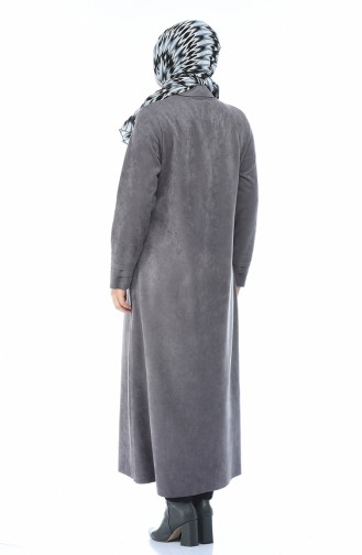 Grosse Grösse Wildleder Hijab-Mantel  0385-02 Grau 0385-02