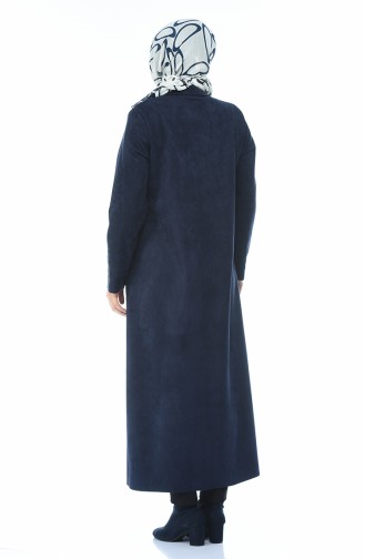 Grosse Grösse Wildleder Hijab-Mantel  0385-03 Dunkelblau 0385-03