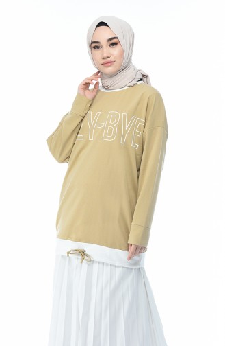 Bedrucktes Sweatshirt 0732-03 Beige 0732-03