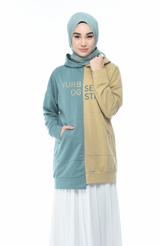 Sweatshirt Imprimé 0734-05 Vert Noisette 0734-05