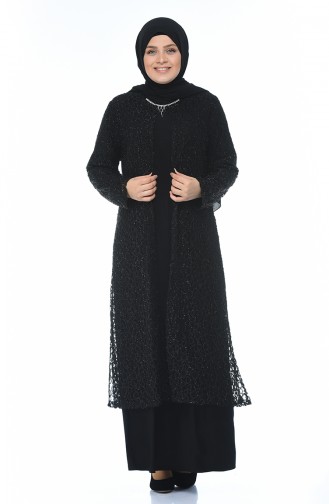 Black Hijab Evening Dress 2228-02