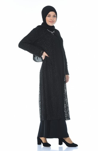 Black Hijab Evening Dress 1066-01