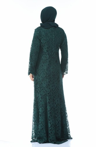 Robe de Soirée a Dentelle Grande Taille 1297-03 Vert emeraude 1297-03