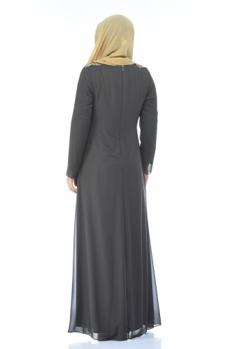 Smoke-Colored Hijab Evening Dress 1308-03