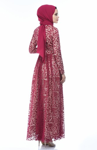 Plum Hijab Evening Dress 5037-01