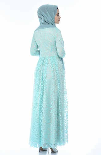 Mint Green Hijab Evening Dress 5037-04