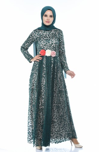 Emerald Green Hijab Evening Dress 5037-09