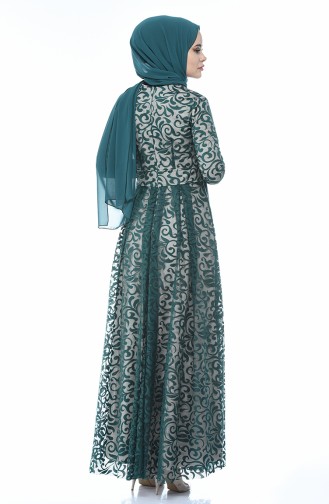 Emerald Green Hijab Evening Dress 5037-09