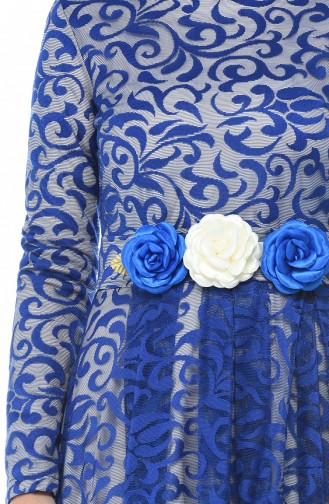 Saks-Blau Hijab-Abendkleider 5037-10