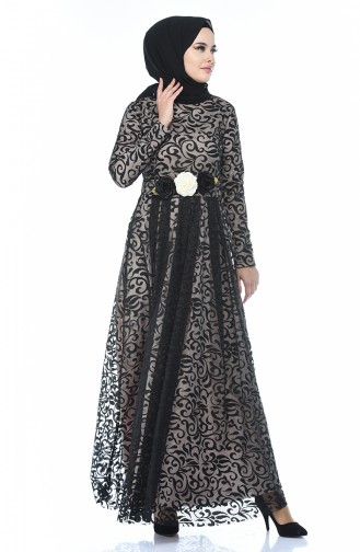 Black Hijab Evening Dress 5037-11