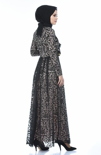 Black Hijab Evening Dress 5037-11