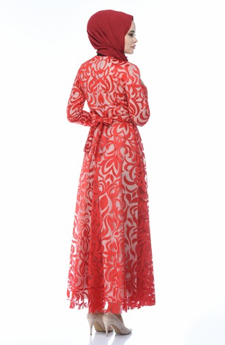 Robe de Soirée a Dentelle 5038-04 Rouge 5038-04