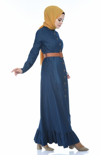 Navy Blue Hijab Dress 81740-01