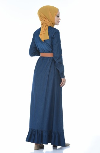 Navy Blue Hijab Dress 81740-01