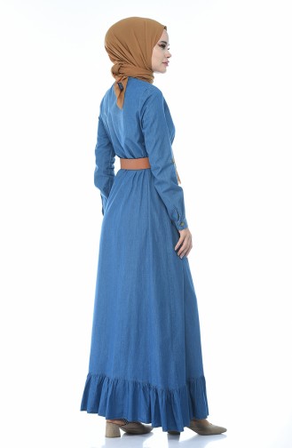 Jeansblau Hijab Kleider 81740-02
