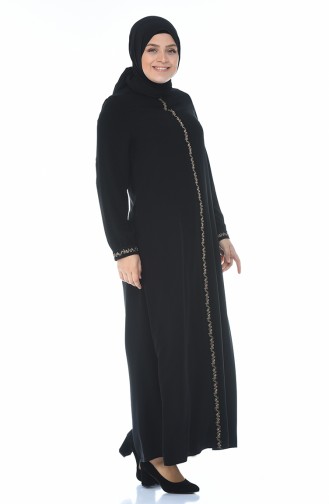 Black Hijab Dress 8377-01