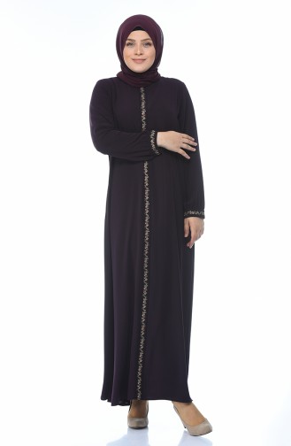 Grosse Grösse Besticktes Kleid 8377-02 Lila 8377-02